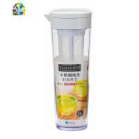  冷水壶带滤网1000ml大容量塑料防漏便携运动水杯凉水壶 FENGHOU 白色1.1L