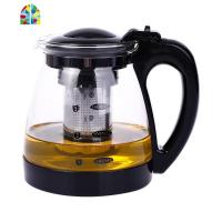 新款玻璃有刻度冷水壶家用1800ml大容量不锈钢滤网泡茶壶 FENGHOU JY318黑色1800ml凉水壶
