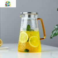 锤纹玻璃凉水壶家用防爆耐热水壶凉杯透明凉水壶大容量果汁壶 FENGHOU 锤纹凉水壶1300ml