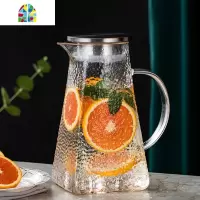 北欧冷水壶家用玻璃凉水壶凉白开水壶凉水杯套装可高温大容量客厅 FENGHOU 方水壶1.5升+2个圆韵杯