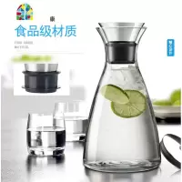 北欧丹麦创意冷水壶 玻璃 可高温家用防爆凉水瓶加厚凉水壶大容量 FENGHOU 红色圈+1.4升玻璃水壶