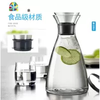 北欧丹麦创意冷水壶 玻璃 可高温家用防爆凉水瓶加厚凉水壶大容量 FENGHOU 黑色圈+1.升玻璃水壶