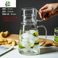 防尘密封玻璃冷水壶耐热无铅玻璃晾凉壶冷热两用手持壶量杯套装夏 FENGHOU 2.0乐檬壶+2只杯盖凉水壶