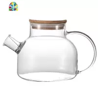日式玻璃凉水壶家用冷水壶套装耐热泡茶壶凉开水杯壶杯子电陶炉壶 FENGHOU 竹盖1.0L单壶
