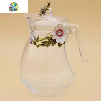 欧式珐琅彩凉水壶家用玻璃茶壶冷水壶家用加厚耐热壶果汁壶 FENGHOU 绿色雏菊矮款水壶