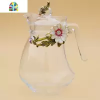 欧式珐琅彩凉水壶家用玻璃茶壶冷水壶家用加厚耐热壶果汁壶 FENGHOU 金黄雏菊高款
