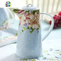 封后冷水壶 陶瓷杯具家用水杯套装 欧式耐热家用茶壶 FENGH 蓝色-馨蕊水壶(高度20.5cn直径10.6cm容凉水壶