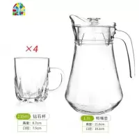 。冷盛开水玻璃凉大容量果汁饮料扎壶耐热凉茶优质家用水壶 FENGHOU 1鸭嘴壶+4高八角杯凉水壶