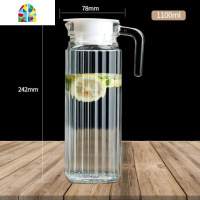 条纹玻璃水壶扎胡开水瓶家用饭店耐热装水水具柠檬凉水杯鸭嘴壶茶 FENGHOU 条纹1.1L送0.5L小条纹凉水壶