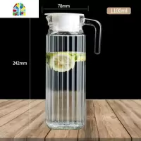 条纹玻璃水壶扎胡开水瓶家用饭店耐热装水水具柠檬凉水杯鸭嘴壶茶 FENGHOU 条纹1.1L送0.5L小条纹凉水壶
