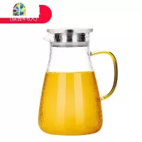 玻璃冷水壶大容量加厚耐热高温开水杯家用茶具套装锤纹扎壶凉水壶 FENGHOU 1600ML