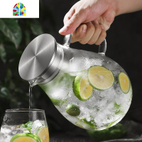 冷水壶凉水杯冷白开水壶玻璃壶凉杯耐热高温泡茶防爆凉茶壶家用壶 FENGHOU 1900ml加厚款+6个杯子+杯垫杯凉水壶