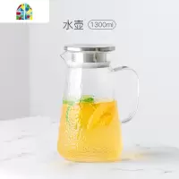 玻璃水壶可高温冷水壶套装家用果汁壶锤纹透明玻璃壶北欧风凉水壶 FENGHOU 锤纹款(透明把手)+4杯子