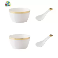 碟套装陶瓷碗筷北欧风盘子吃饭碗家用方碗日式ins轻奢餐具 FENGHOU 金边方碗6碗6勺送6筷
