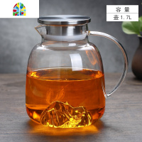 冷水壶家用北欧玻璃水杯耐热高温茶壶大容量水具套装凉白开凉水壶 FENGHOU 海蓝色山水壶1.7L(高硼硅玻璃)
