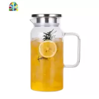 玻璃凉水壶可高温烧水壶大容量直身扎壶加厚可加热北欧创意套装 FENGHOU 竹木盖1200ml一壶四杯收藏送壶刷
