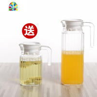 天天玻璃冷水壶玻璃壶凉水壶竖条壶大容量带盖创意家用凉水壶 FENGHOU 1.1L八角壶(买大送小)耐热