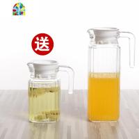 天天玻璃冷水壶玻璃壶凉水壶竖条壶大容量带盖创意家用凉水壶 FENGHOU 1.1L竖条壶(买大送小)非耐热