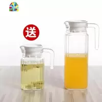 天天玻璃冷水壶玻璃壶凉水壶竖条壶大容量带盖创意家用凉水壶 FENGHOU 1.1L竖条壶(买大送小)非耐热
