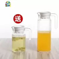 天天玻璃冷水壶玻璃壶凉水壶竖条壶大容量带盖创意家用凉水壶 FENGHOU 1.3L鸭嘴壶(买大送小)非耐热