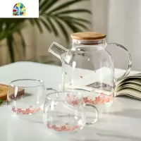 。日式冷水壶家用透明玻璃壶花茶壶泡茶耐热果汁壶凉水壶水杯具套 FENGHOU 一条鱼大号+4杯