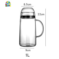 玻璃冷水壶家用凉白开水杯大容量耐热高温防爆装果汁透明冰扎壶 FENGHOU 1.0L+2只杯子凉水壶