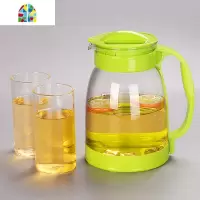 大容量冷水玻璃可高温泡花茶壶家用凉水杯耐热白开水泡茶果汁套装 FENGHOU 绿色(2000ml)+6小杯凉水壶