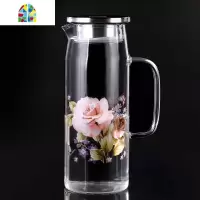 高硼玻璃冷水壶耐热高温防爆家用大容量凉白开水杯茶壶套装凉水壶 FENGHOU 九月繁花六只杯
