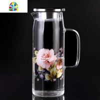 高硼玻璃冷水壶耐热高温防爆家用大容量凉白开水杯茶壶套装凉水壶 FENGHOU 九月繁花矮款单壶