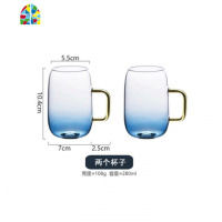 北欧日式冷水壶玻璃耐热可高温防爆家用水杯套装扎壶创意凉水壶 FENGHOU 渐变蓝水壶套装1壶2杯
