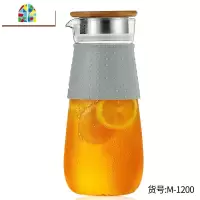 冷水壶玻璃耐热高温防爆家用透明大容量果汁扎壶凉水瓶套装 FENGHOU 单壶1200ml(加厚)凉水壶
