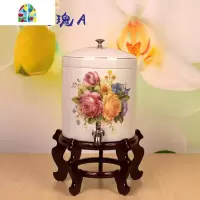 凉水壶陶瓷冷水壶小瓷水缸茶壶果汁壶带水龙头防爆可高温小号欧式 FENGHOU 8L玫瑰A+304不锈钢龙头