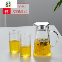 冷水壶家用锤纹玻璃泡茶壶大容量果汁壶煮水杯套装可高温防爆加厚 FENGHOU 1800锤纹壶+4只锤纹杯