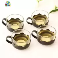 用泡茶壶玻璃可高温泡花茶壶过滤网冷水壶水杯套装 FENGHOU 四只莲花杯[150ML]凉水壶