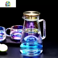 北欧凉水壶玻璃贝彩壶炫彩冷水壶耐热高温创意凉白开水杯套装家用 FENGHOU 七彩壶1600ml+4七彩杯350ml