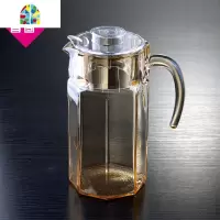 创意耐热玻璃凉水壶 带把大容量1.6L加厚夏天家用带盖水壶 FENGHOU JA471-透明1200毫升