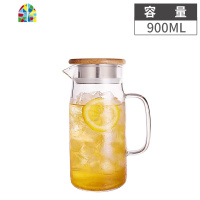 凉水壶玻璃可高温家用大容量杯耐热防爆果汁凉白开茶壶套装冷水壶 FENGHOU 冷水壶(容量:1200ML)竹盖+水杯x2
