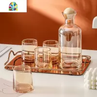北欧创意玻璃凉白开水冷水壶水具杯子家用套装柠檬茶果汁壶扎水瓶 FENGHOU 烟灰色水具套装凉水壶