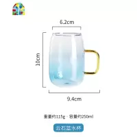 凉水壶套装玻璃可高温家用北欧冷水壶大容量水具水杯带托盘云石蓝 FENGHOU 1壶6杯+蓝木盘大+杯架金+6勺