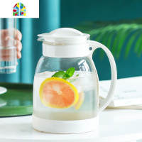 凉水壶套装 玻璃水壶扎壶 可高温冷水壶耐热防爆 大容量茶壶家用 FENGHOU 1.3L鸭嘴壶配6只八角杯配蓝底盘