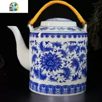 景德镇青花冷水壶陶瓷大容量可高温茶壶凉水壶大号饭店泡茶壶家用 FENGHOU 6个杯子收藏送红绳刷子