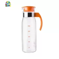 家用冷水壶大容量不锈钢耐热玻璃家用凉水壶 FENGHOU 限定款桔色1400ML