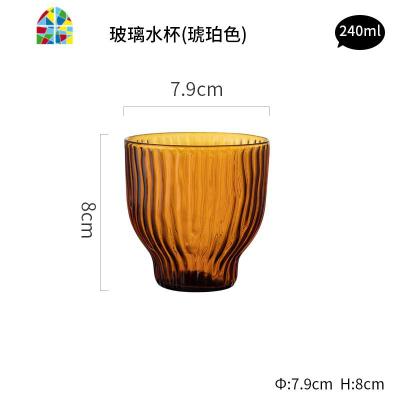 玻璃冷水壶防爆可高温凉水杯凉白开水壶家用大容量凉水壶 FENGHOU Loya-树纹玻璃水杯(琥珀色)
