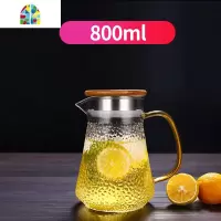 凉水壶玻璃水壶冷水壶耐热凉水杯可高温玻璃防爆壶家用扎壶 FENGHOU 1800单壶+4只蘑菇杯