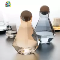 冷水壶家用玻璃北欧ins耐热凉水杯套装简约扎壶大容量凉白开水壶 FENGHOU 烟灰冷水壶+4杯凉水壶
