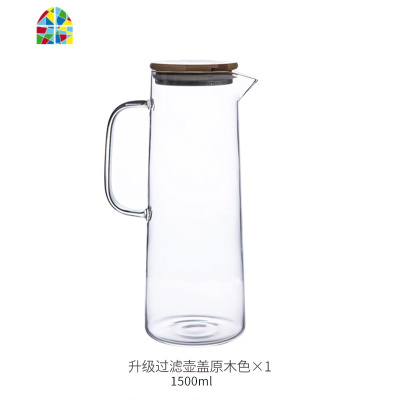 冷水壶玻璃可高温日式家用凉白开水瓶冷水杯套装北欧大容量凉水壶 FENGHOU 升级白盖冷水壶(1.4L)+(送长勺)