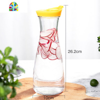 冷水壶玻璃家用柠檬凉开水壶玻璃带盖果汁瓶创意时尚牛奶饮料杯子 FENGHOU 蓝+白两只装凉水壶