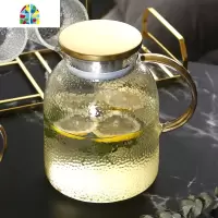 北欧轻奢冷水凉水壶玻璃可高温家用开水杯家用套装客厅大容量储水 FENGHOU [锤纹水杯]6杯送6勺带金架