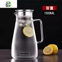 冷水壶家用玻璃凉白开水杯子套装耐热高温大容量防爆扎装冰茶果汁 FENGHOU 小号1500ml+4个杯子凉水壶
