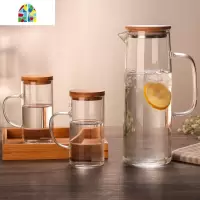 创意耐热水壶 透明水杯 带把冷水壶 凉水壶高温茶壶家用水壶套装 FENGHOU 2只水杯+水壶